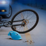 Accident Car Crash With Bicycle On Road ,nighttime Accident Car Crash With Bicycle On Road ,nighttime